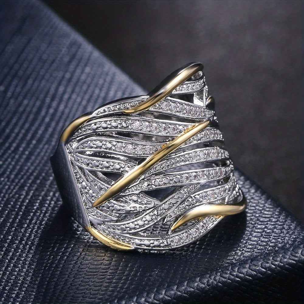 Silver and Gold Interwoven Band Ring