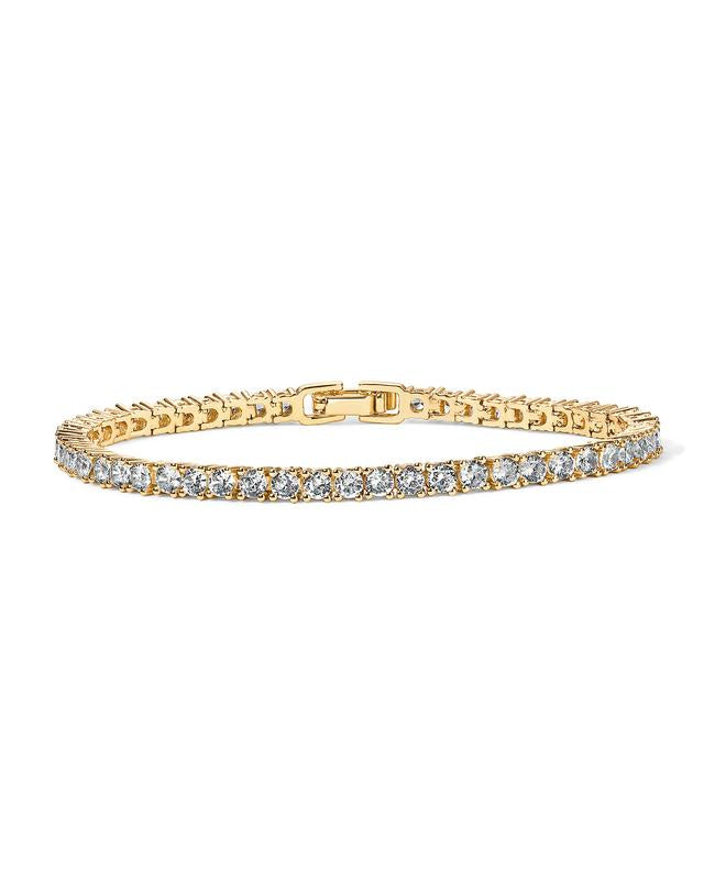 Golden Glow: Radiant Crystal Tennis Bracelet