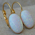 Vintage Golden Earrings with White Opal