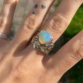 Geometric Opal Leaf Ring