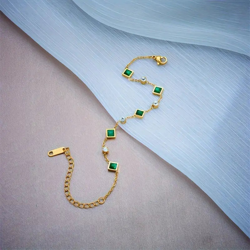 Emerald Gold Station Bracelet