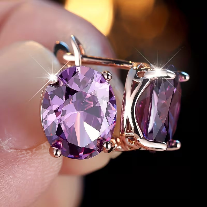 Rose Gold Amethyst Stud Earring