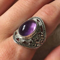 Purple Gemstone Floral Ring