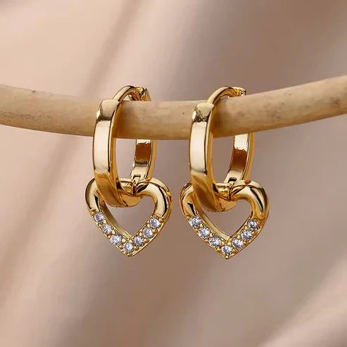 Radiant Gold Heart Earrings