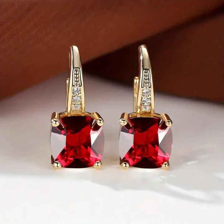 Mystic Gemstone Hoop Gold Earrings