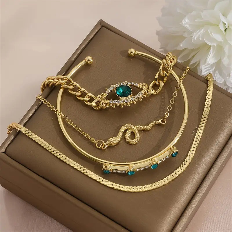 Golden Emerald Charm Bracelet Collection