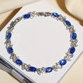 Silver Sapphire Flower Chain Bracelet