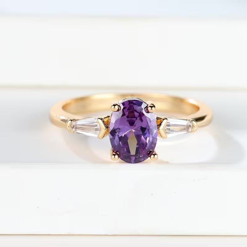 Golden Amethyst Trio-Stone Ring