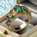Green and Blue Crystal Gold Band