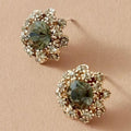 Green glossy vintage round earrings