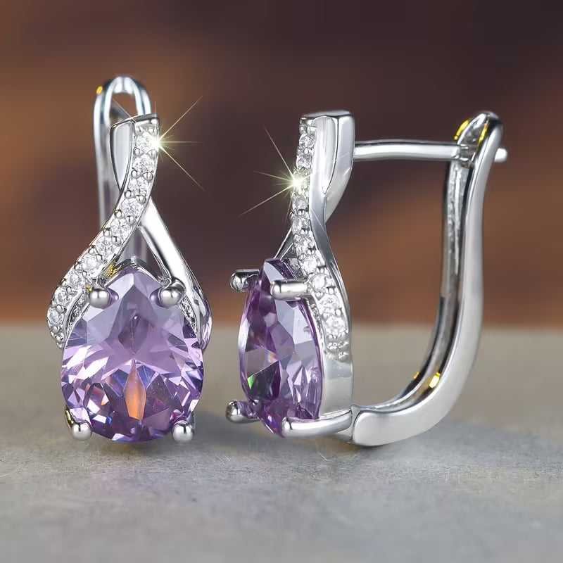 Silver Amethyst Dangle Earrings