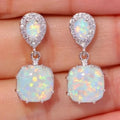 Vintage White Opal and Zirconia Earrings
