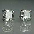 Vintage Square White and Silver Earrings