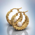Vintage Gold Pearl Basket Dangle Earrings
