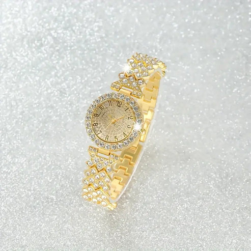 Luxe Brilliance Gold Watch & Bracelet Set