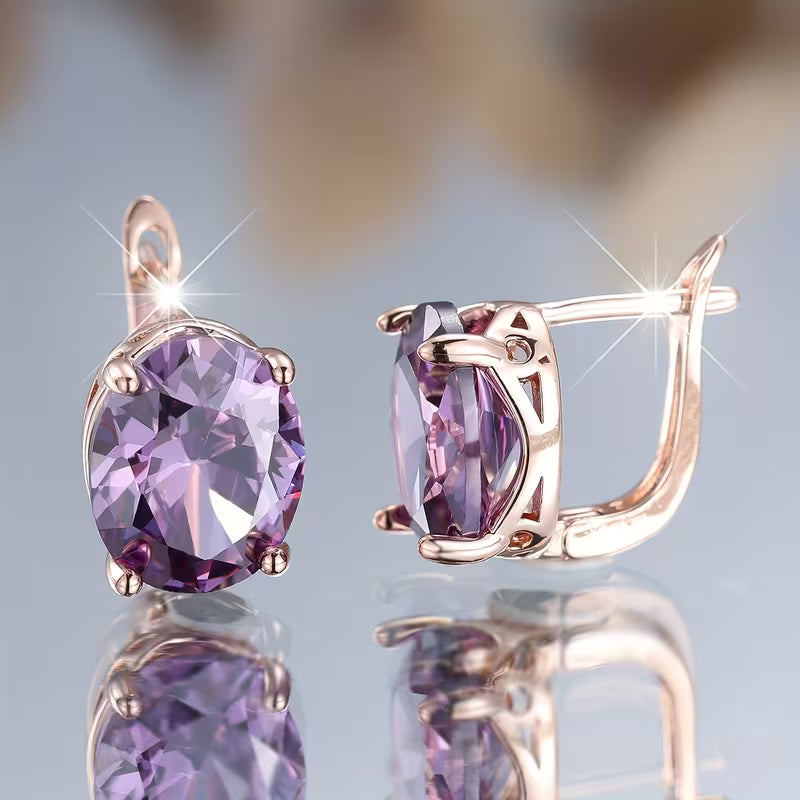Rose Gold Amethyst Stud Earring