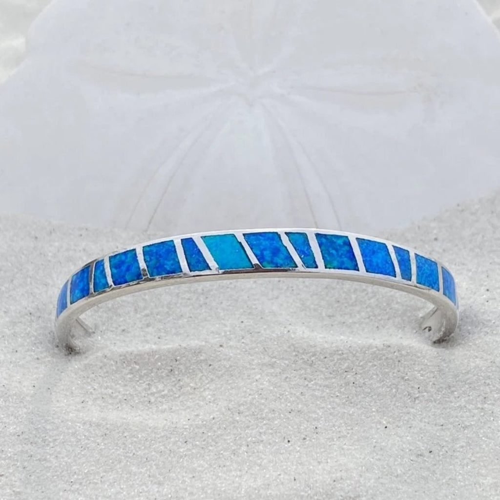 Blue and Silver Opal Bangle