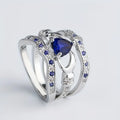 Silver Sapphire Entwined Ring
