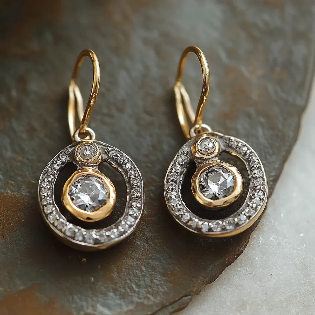 Vintage Zirconia and Gold Earrings