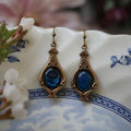 Gold Boho Earrings made of Blue