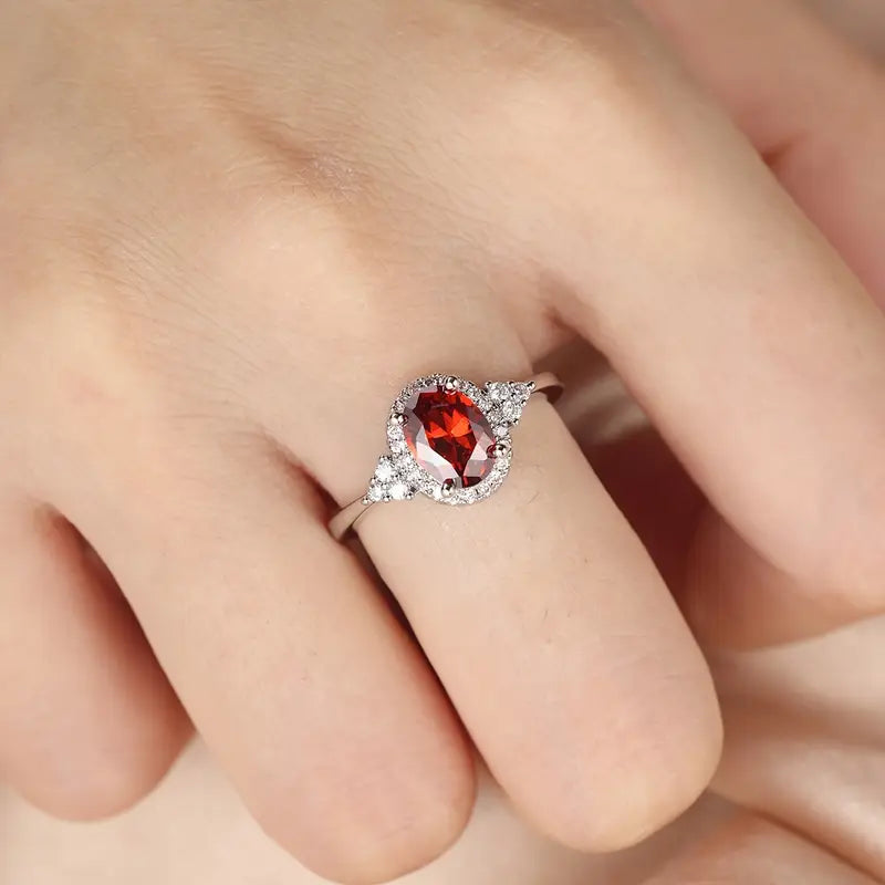 Silver Ruby Circle Ring