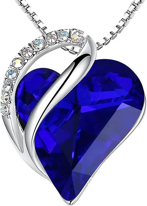 Infinity Heart Sapphire Pendant Necklace