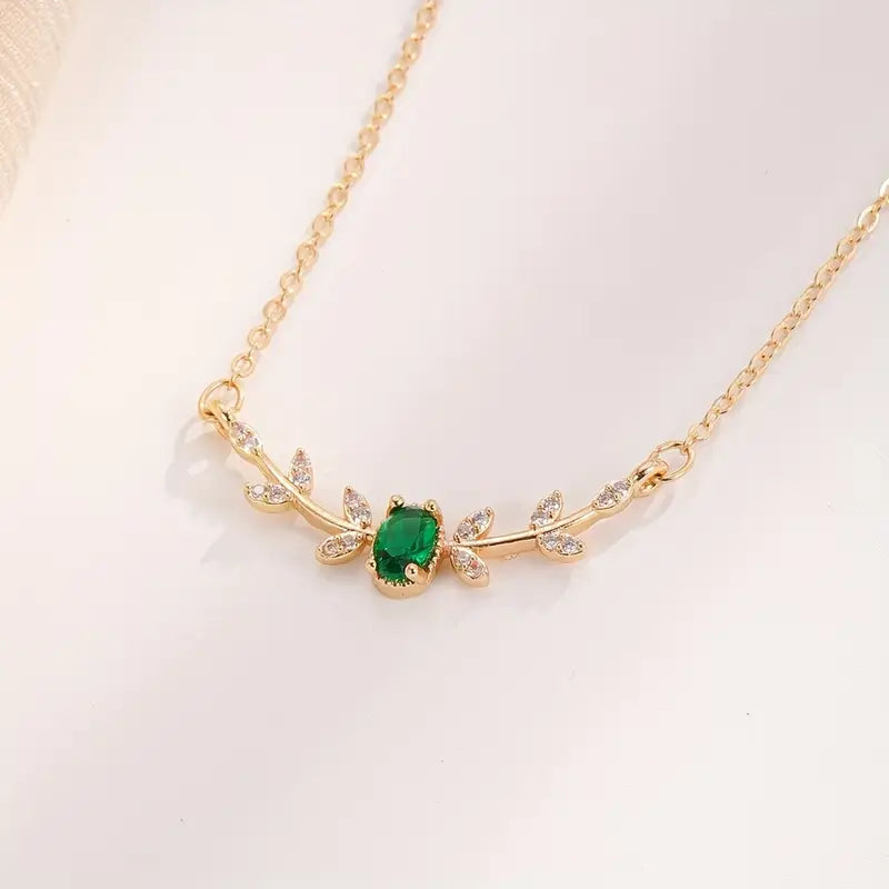 Emerald Gold Minimalist Necklace