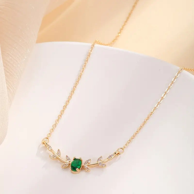 Emerald Gold Minimalist Necklace
