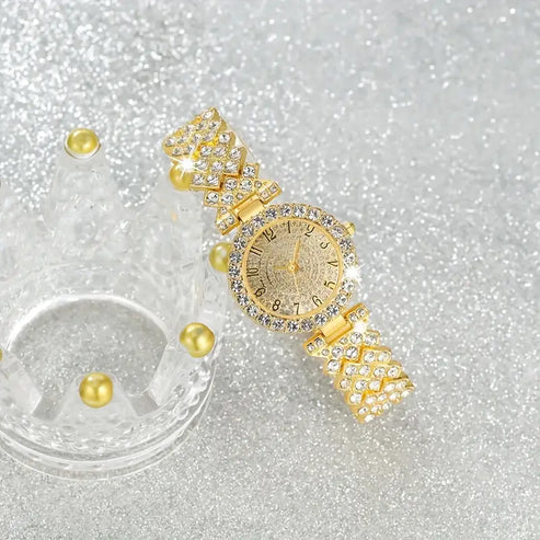 Luxe Brilliance Gold Watch & Bracelet Set