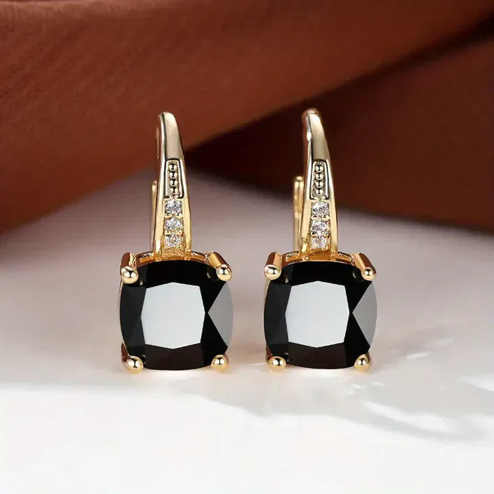 Mystic Gemstone Hoop Gold Earrings