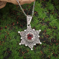 Silver Ruby Star Charm Necklace
