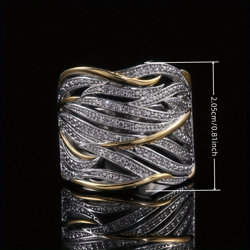 Silver and Gold Interwoven Band Ring
