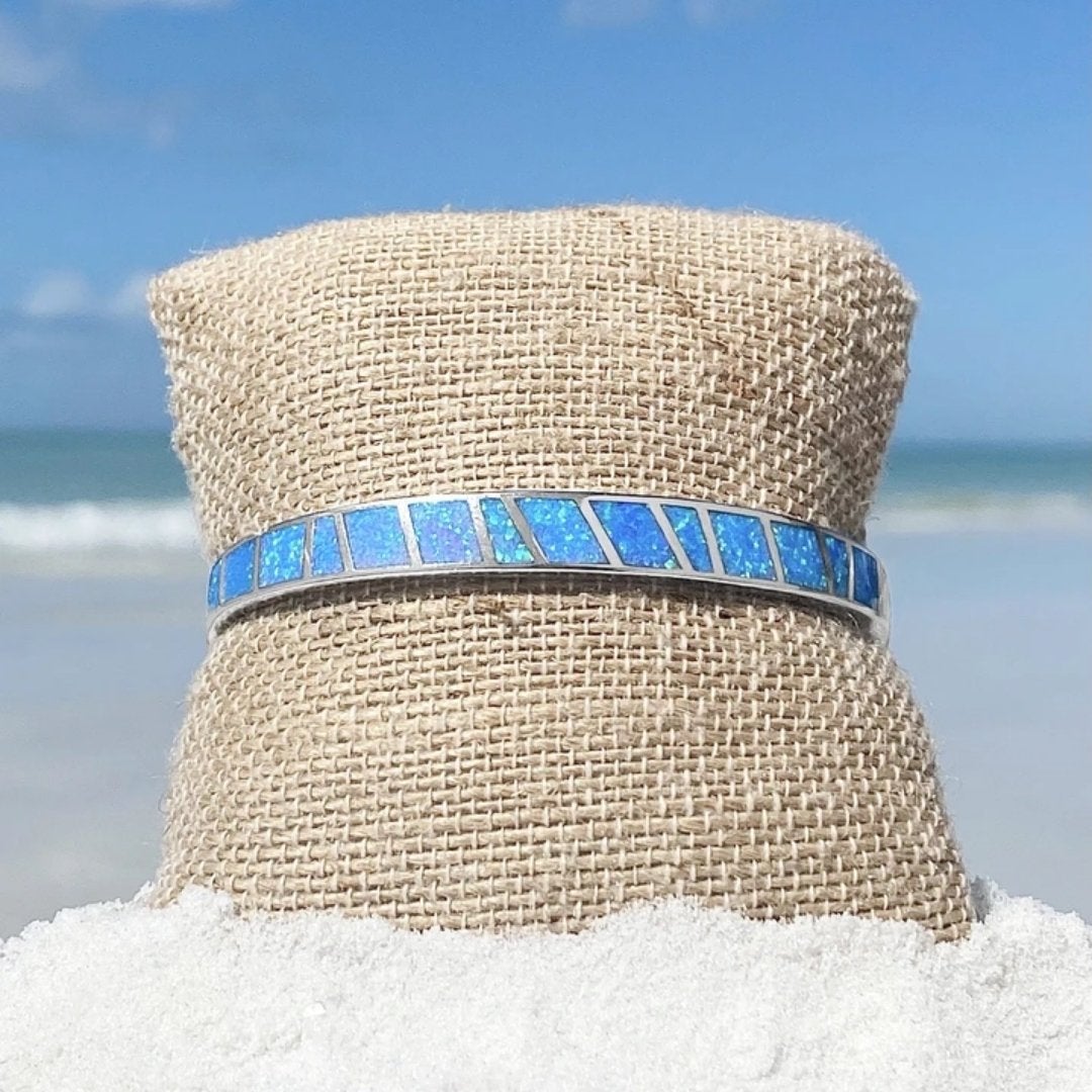 Blue and Silver Opal Bangle