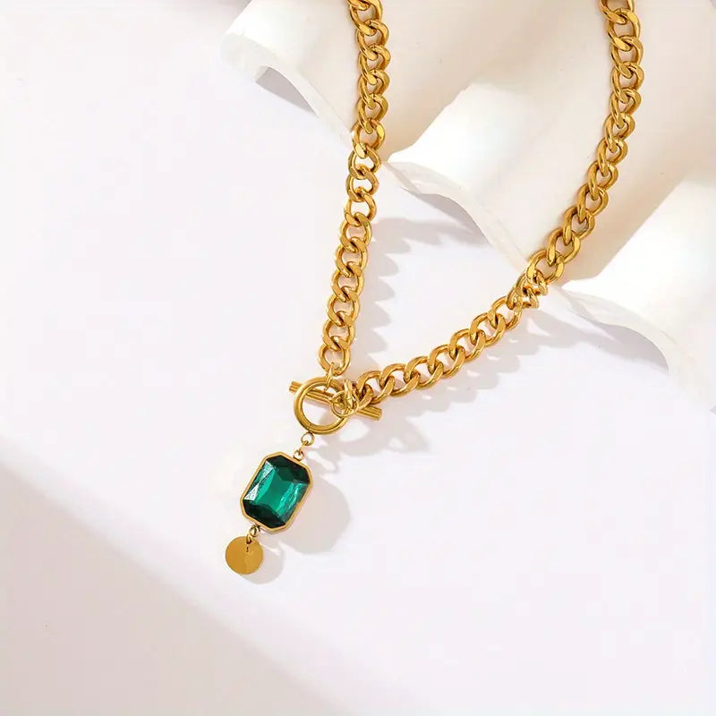 Emerald Gold Chain Necklace