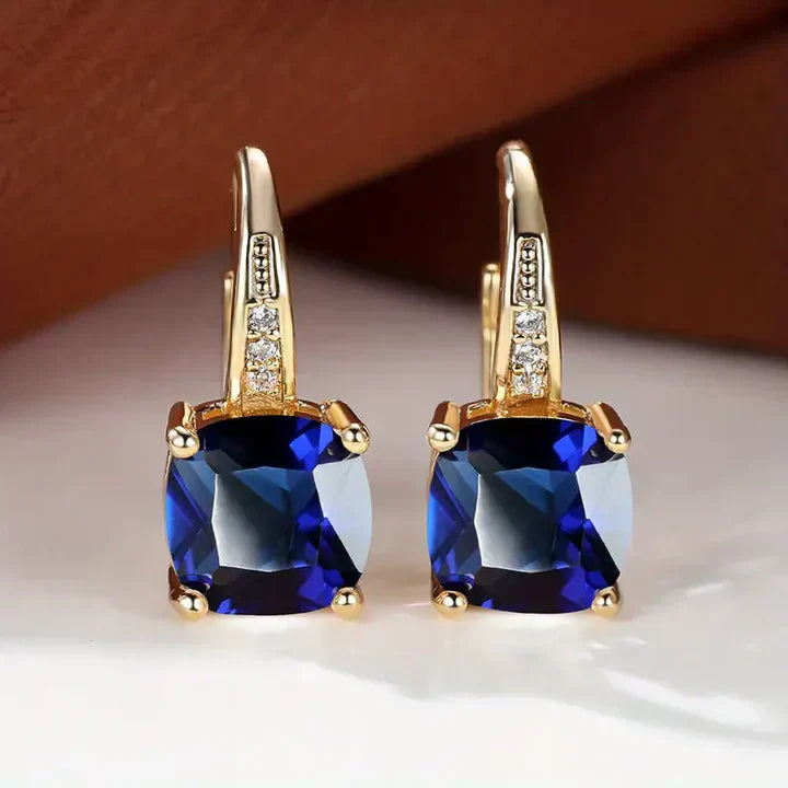 Mystic Gemstone Hoop Gold Earrings