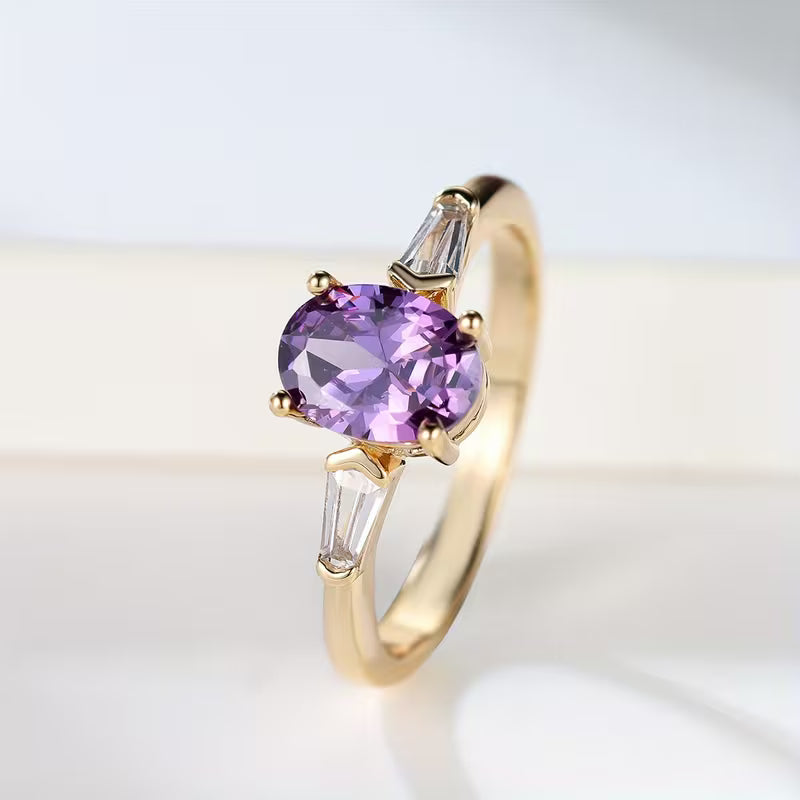 Golden Amethyst Trio-Stone Ring