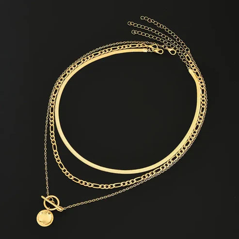 Savira Textured Coin Layered Pendant Necklace