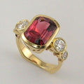 Vintage Gold Ring with Red Glass Zirconia