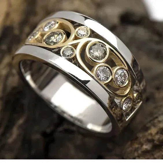Vintage Gold & Silver Ivy Zirconia Band