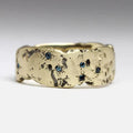 Vintage Golden Forged Band with Blue Inlay Crystal