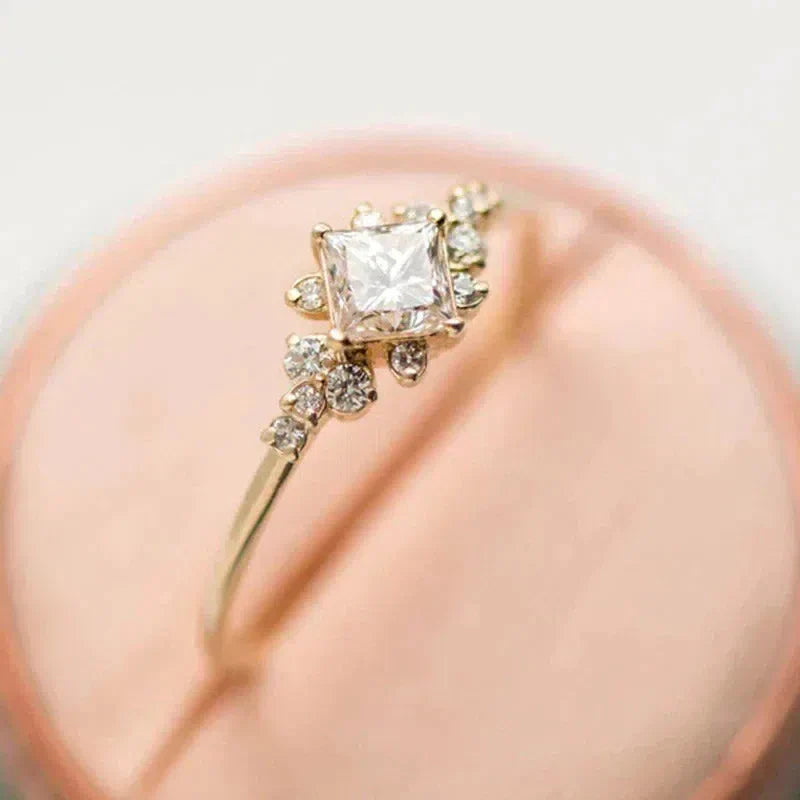 Luxurious ring with cubic zirconia crafted from gold and silver