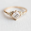 Golden Square Solitaire Ring