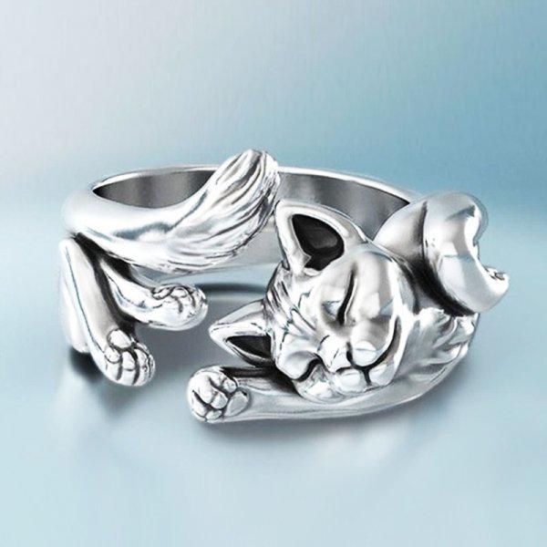 Vintage Silver Feline Ring