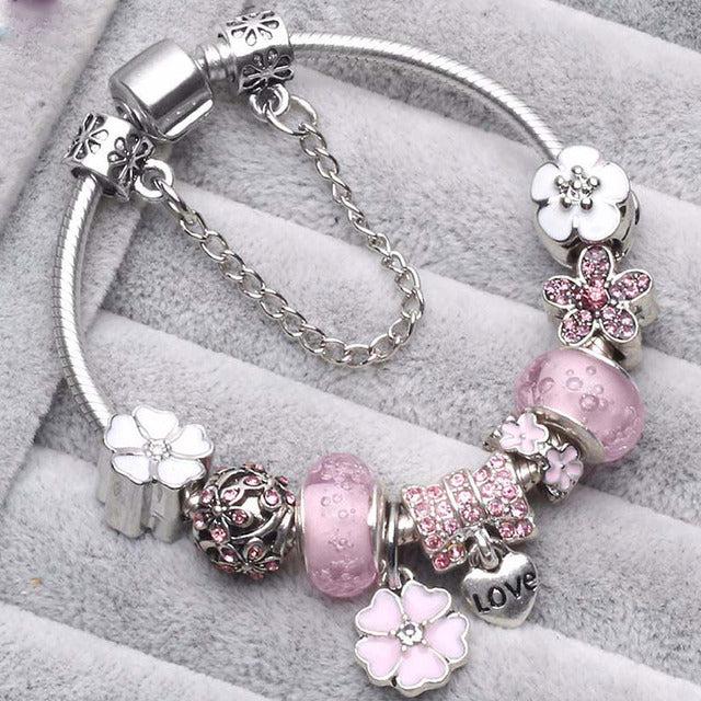 Vintage Pink and Silver Bracelets