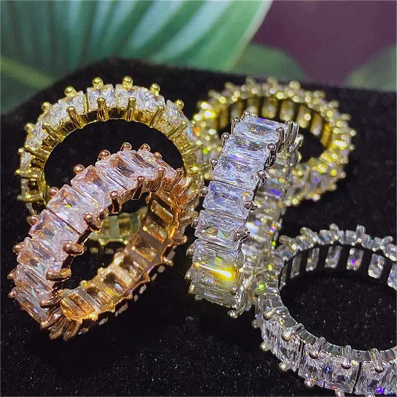 Luxurious Zirconia Band in Gold and Silver