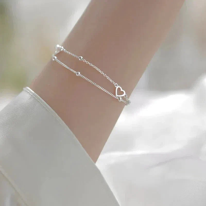 Adjustable Silver Heart Bangle