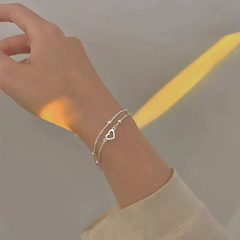Adjustable Silver Heart Bangle