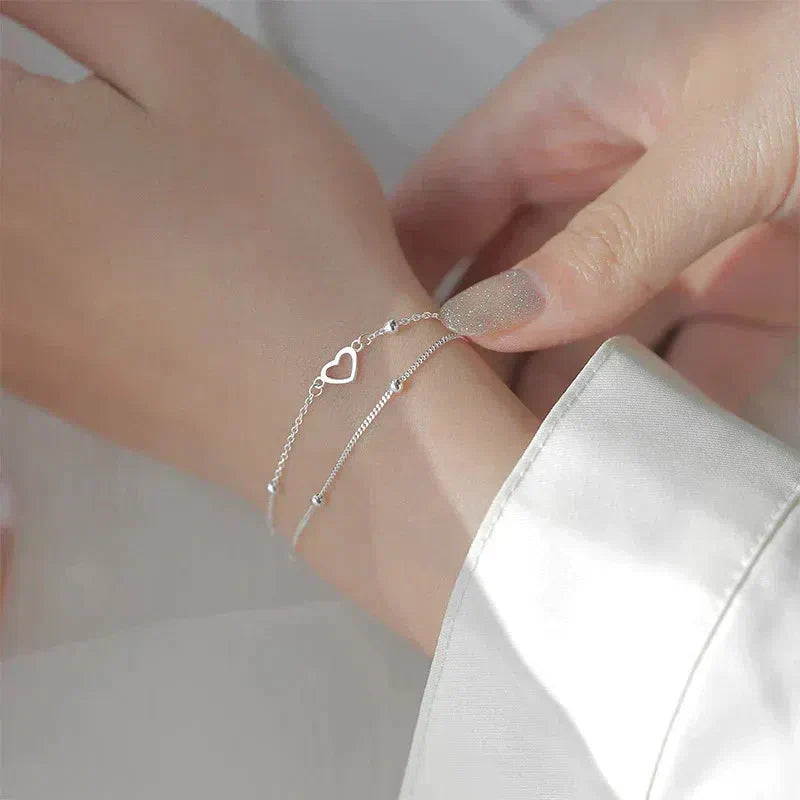 Adjustable Silver Heart Bangle