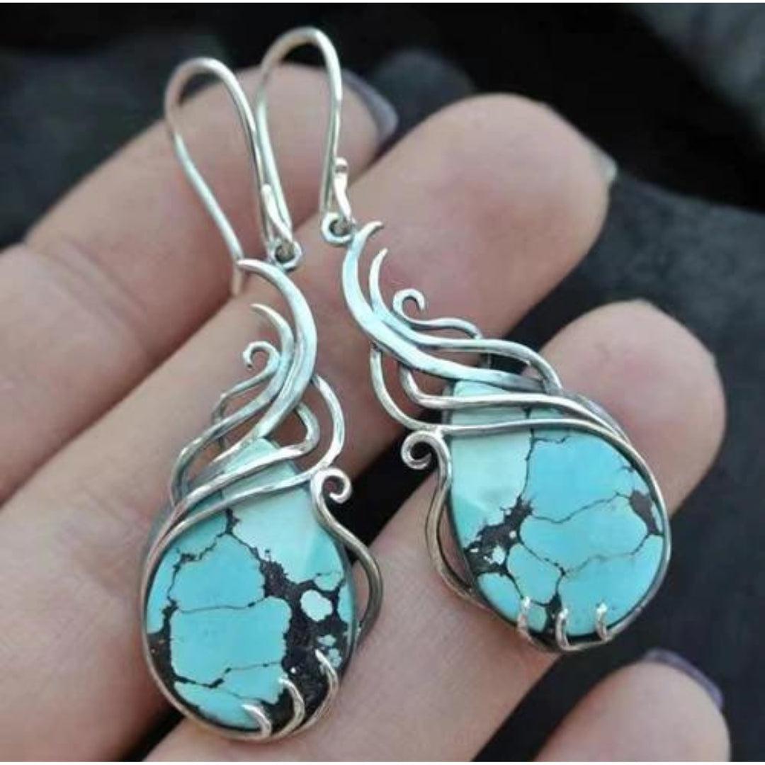 Silver Opal Bohemian Earrings