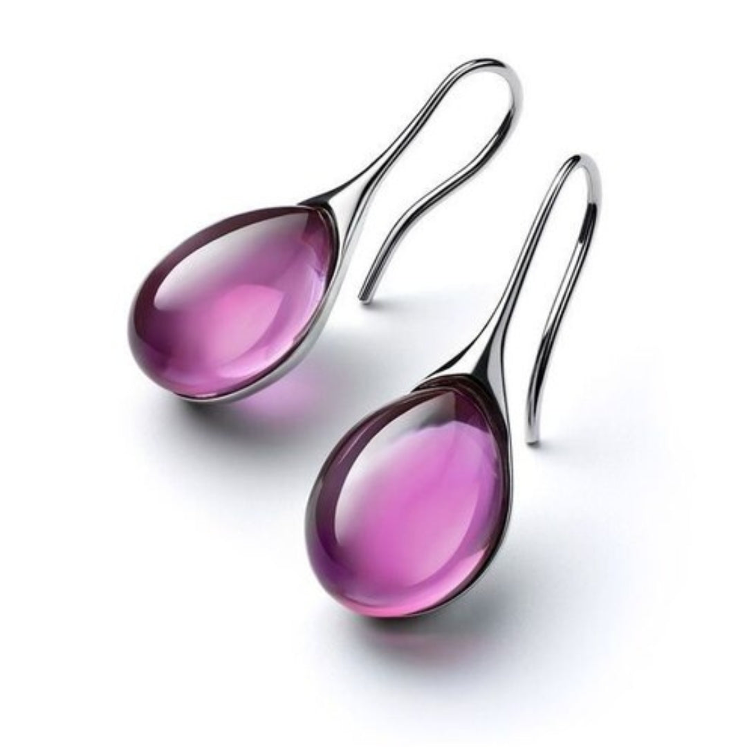 Crystal drop earrings in silver and gold